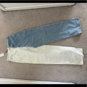 Two tone jeans- blue and white